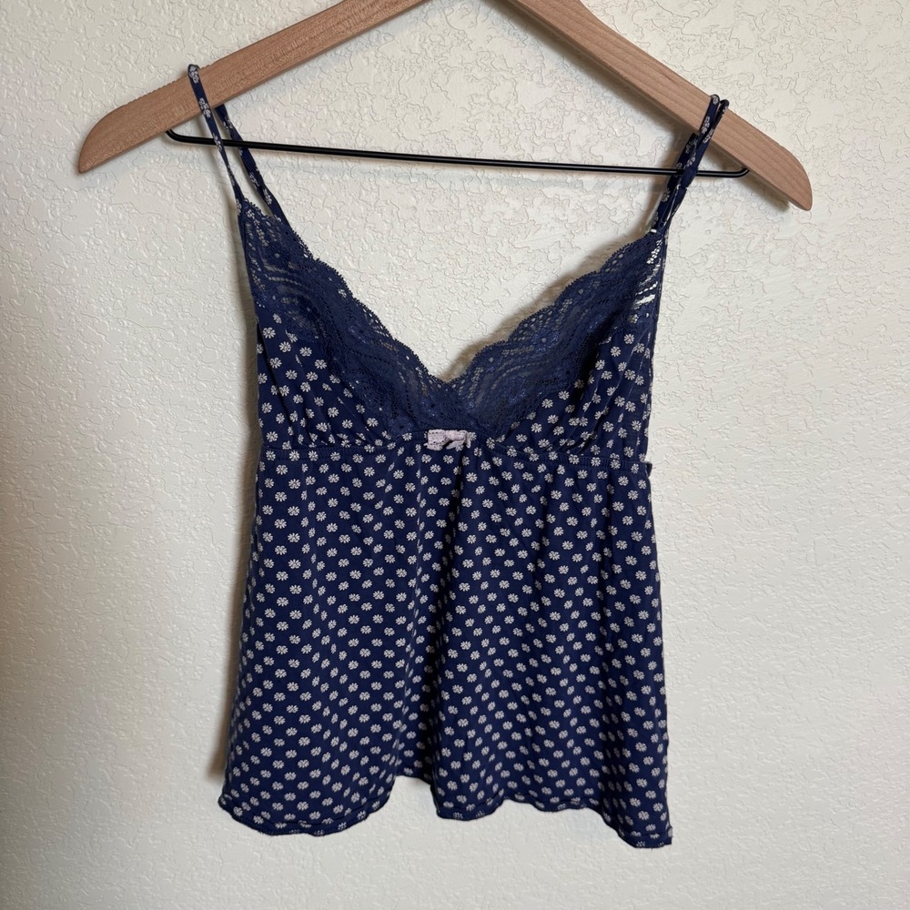 Coquette Floral Lace Victoria's Secret Lounge Tank XS Blue